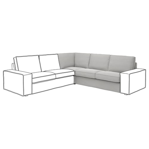Canapé d’angle KIVIK en gris avec une assise douce et profonde et des lignes modernes.
