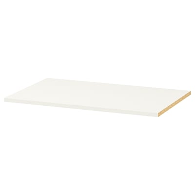 Une étagère blanche KLEPPSTAD en panneaux de particules. Son rectangulaire aux bords lisses, conçu pour le rangement.
