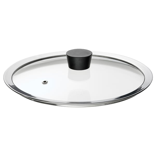 Couvercle en verre transparent KLOCKREN, poignée noire, convient aux casseroles de 24 cm, verre trempé.