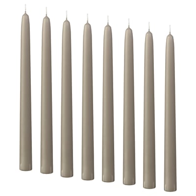 KLOKHET Bougie longue non parfumée, gris-beige, 25 cm 5.5 hr