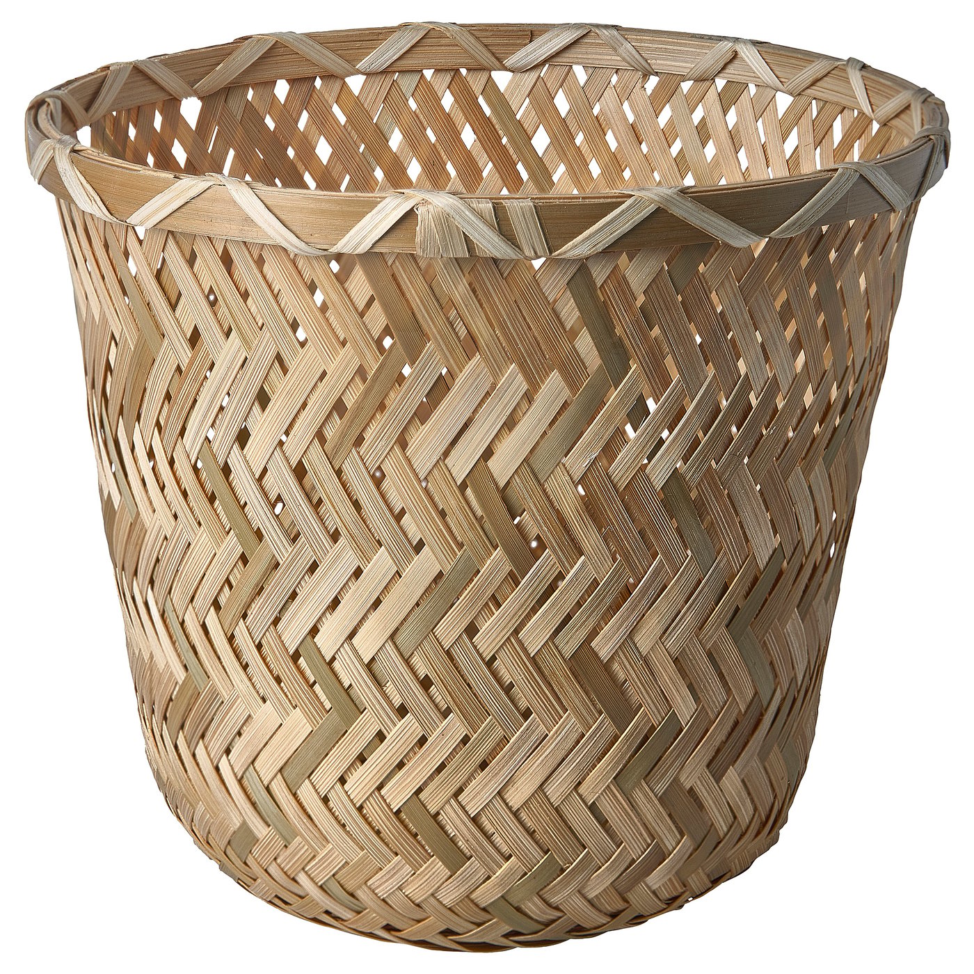 Panier KLYNNON, rond, bambou tissé, couleur naturelle, fait main, décoratif.
