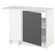 Îlot de cuisine KNOXHULT, plateau en marbre blanc, armoire gris foncé, forme carrée, design moderne.