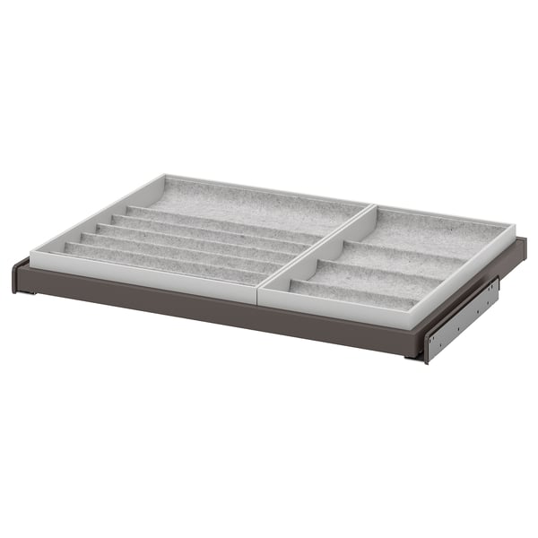 Organisateur de plateau coulissant gris moderne avec doublure douce et compartiments