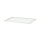 Une étagère en verre ikea KOMPLEMENT, transparente, rectangulaire, avec un liseré blanc.