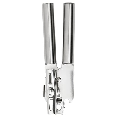 Ouvre-boîte en acier inoxydable KONCIS. Outil robuste en argent pour une ouverture efficace des canettes et des bouteilles. Design élégant et ergonomique pour une utilisation confortable.