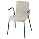 Chaise LÄKTARE : tissu beige, pieds en métal noir, dossier et accoudoirs incurvés.
