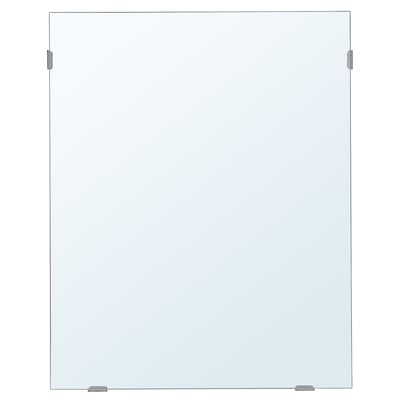 Un miroir rectangulaire en lårbro au design sobre, adapté à un montage vertical ou horizontal, avec film de protection pour une utilisation dans la salle de bains.