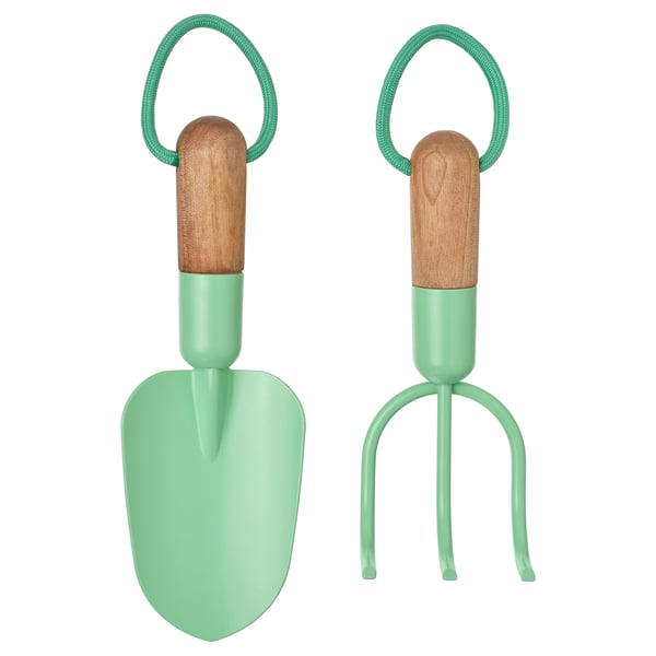 LÄRKAR Set jardinage 2 pièces, bouleau/petit vert clair