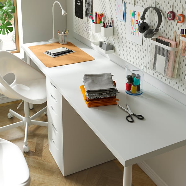 LAGKAPTEN / ALEX Bureau, blanc, 200x60 cm