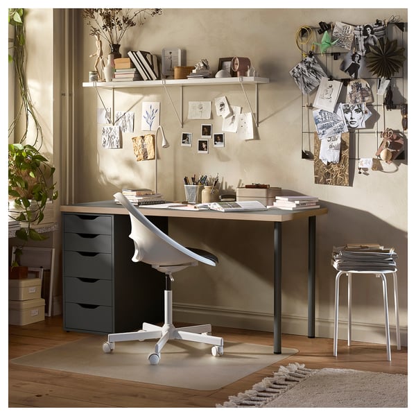 LAGKAPTEN / ALEX Bureau, gris/effet bois, 140x60 cm