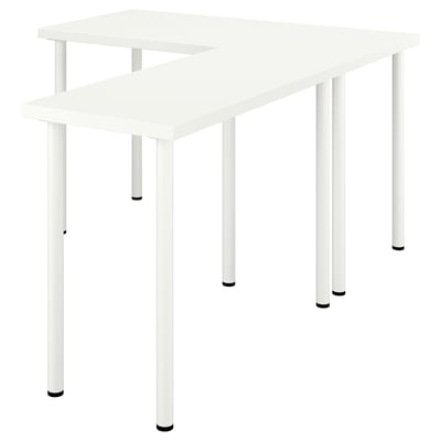 LAGKAPTEN / LINNMON Bureau en L, blanc, 120x160 cm