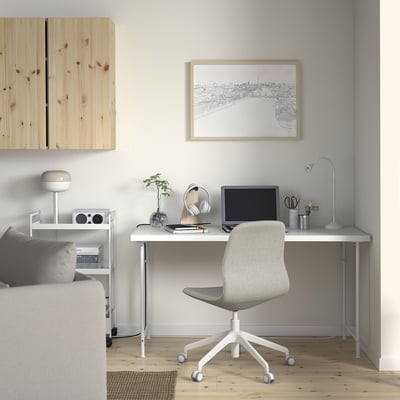 LAGKAPTEN / SPÄND Bureau, blanc, 140x60 cm