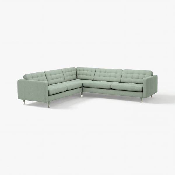 LANDSKRONA Canapé d'angle, 5 places, Gunnared vert clair/métal