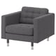 Fauteuil landskriona gris avec pieds en métal, design carré, dossier capitonné.