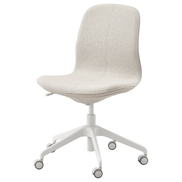 Chaise de bureau LÅNGFJÄLL beige clair, piètement en étoile, réglable.