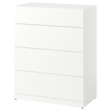 LASTARE Commode 4 tiroirs, blanc, 80x42x100 cm