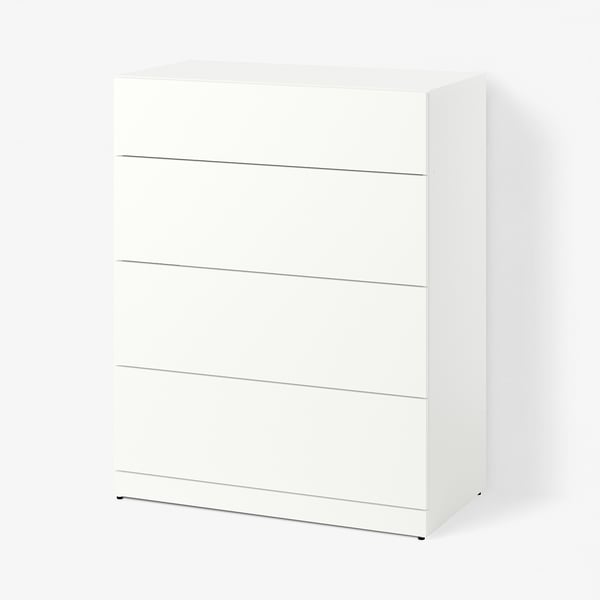 LASTARE Commode 4 tiroirs, blanc, 80x42x100 cm
