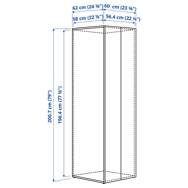 LASTARE Structure avec portes, blanc, 60x62x200 cm