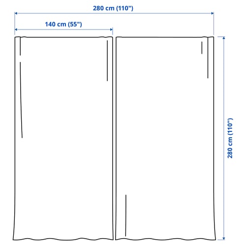 LENDA Rideaux+embrasses, 2 pcs, blanc cassé/ruflette, 140x280 cm