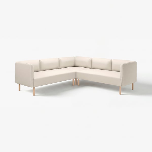 Canapé modulaire LILLEHEM, crème, design minimaliste, pieds en bois.