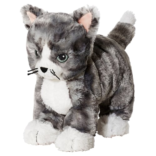 Jouet chaton LILLEPLUTT : peluche grise et blanche, douce, câline, design convivial.