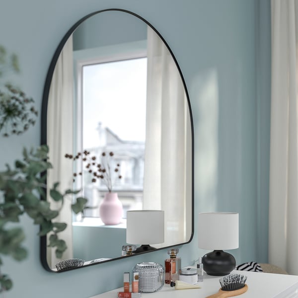 LINDBYN Miroir, noir, 80x80 cm