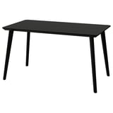 LISABO : table à manger rectangulaire noire avec pieds en bois, moderne et durable.
