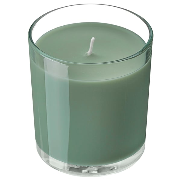 LOTSFÅGEL Bougie parfumée dans verre, Feuille de figuier vert, 40 hr