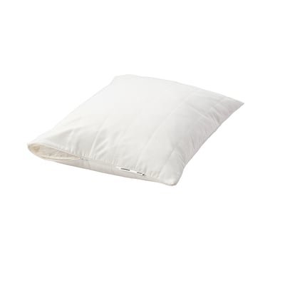 Protège-oreiller LUDDROS blanc, carré avec fermeture éclair, mélange coton-polyester.