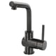 Robinet LUNDSKÄR noir, design moderne, base cylindrique, long bec incurvé, finition métallique.