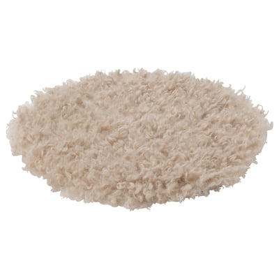 Madonnaliija, coussin de chaise beige, doux, bouclé, rond, fond antidérapant, polyester recyclé.