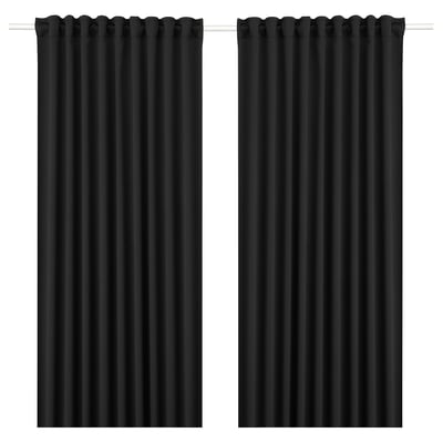 Rideaux occultants MAJGULL noirs, simples, de couleur unie, rectangulaires, linteau passe-tringle.