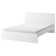 Lit MALM blanc minimaliste avec tête de lit haute, design moderne.