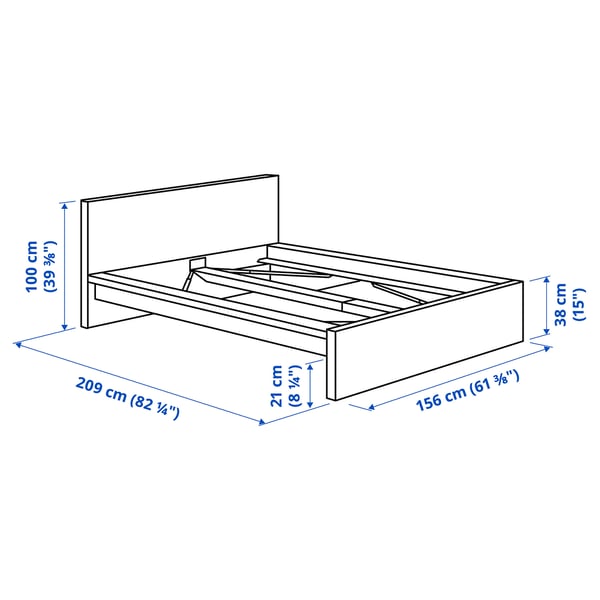 Illustration avec les mesures du produit : MALM.