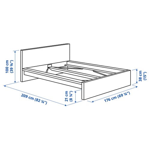 Illustration avec les mesures du produit : MALM.
