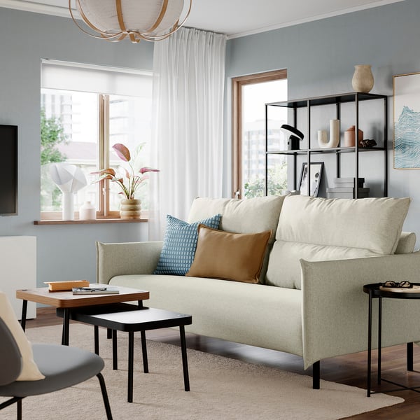MANNARP Canapé 3 places, Saxemara gris-beige