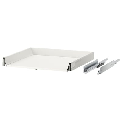 Tiroir MAXIMERA, blanc, mélamine et acier, rectangulaire, design simple.
