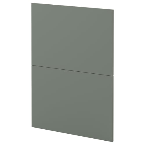 Une armoire de cuisine moderne gris-vert avec une finition mate élégante.