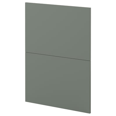 Une armoire de cuisine moderne gris-vert avec une finition mate élégante.