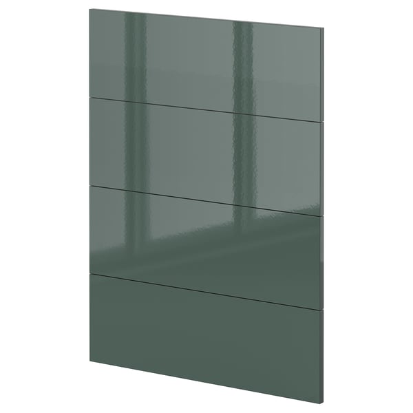 Panneau de cuisine moderne : série METOD. Gris-vert brillant, rectangulaire et design élégant.