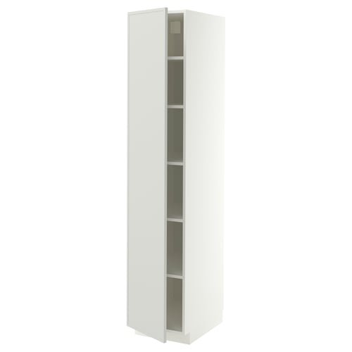 METOD Armoire avec tablettes, blanc/Aspudden gris clair, 40x60x200 cm