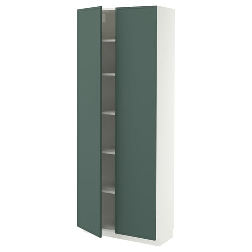 METOD Armoire avec tablettes, blanc/Aspudden gris-vert foncé, 80x37x200 cm