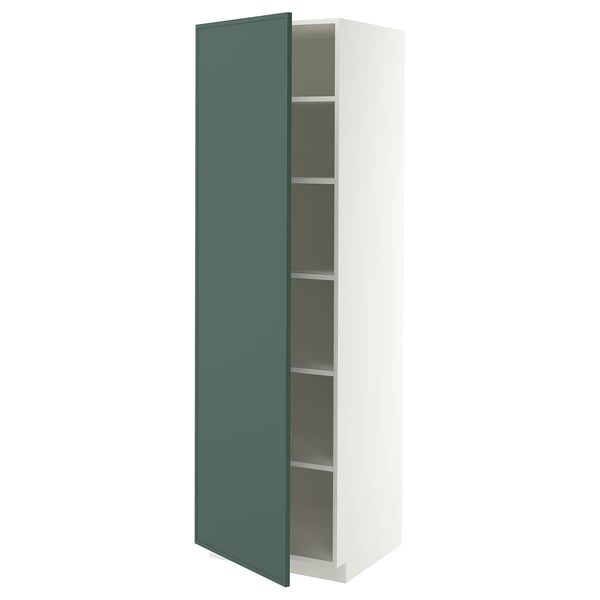 METOD Armoire avec tablettes, blanc/Aspudden gris-vert foncé, 60x60x200 cm