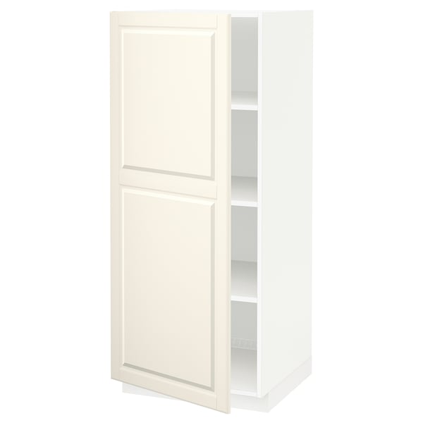Il s’agit de : Armoire de cuisine METOD blanc cassé avec étagère réglable et portes biseautées.