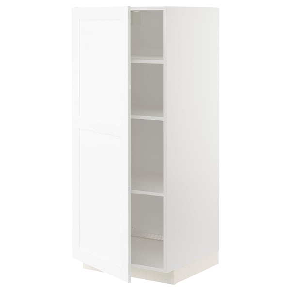 Armoire de cuisine blanche, deux étagères, design minimaliste.