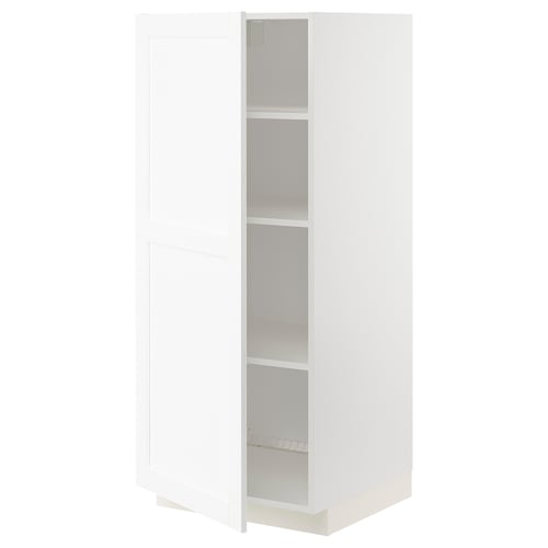 Armoire de cuisine blanche, deux étagères, design minimaliste.