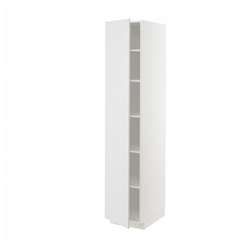 Armoire de cuisine haute METOD blanche avec étagères, design moderne et élégant.
