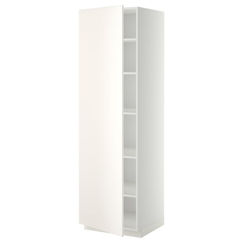 Une armoire de cuisine METOD blanche au design épuré avec des lignes douces et des étagères réglables.