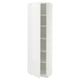 METOD Armoire avec tablettes, blanc/VOXTORP blanc brillant poignée verticale, 60x37x200 cm