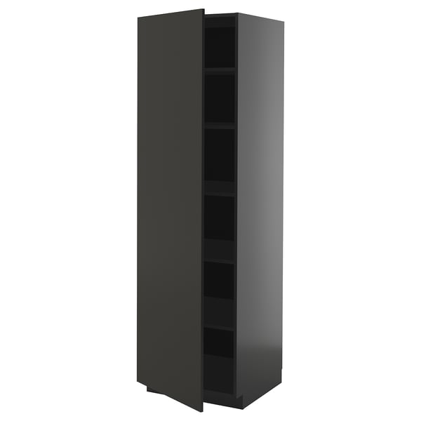 Armoire de cuisine METOD noire, design moderne avec étagères réglables.